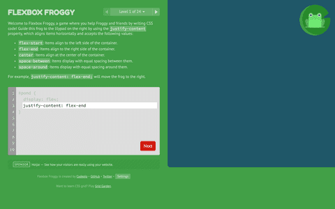 Flexbox Froggy screenshot